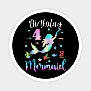 4 Years Old Birthday Mermaid Happy 4th Birthday Magnet